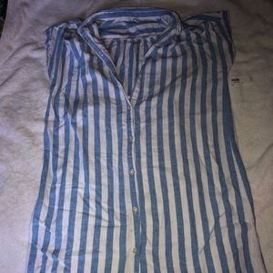 Button down stripped dress with slip included